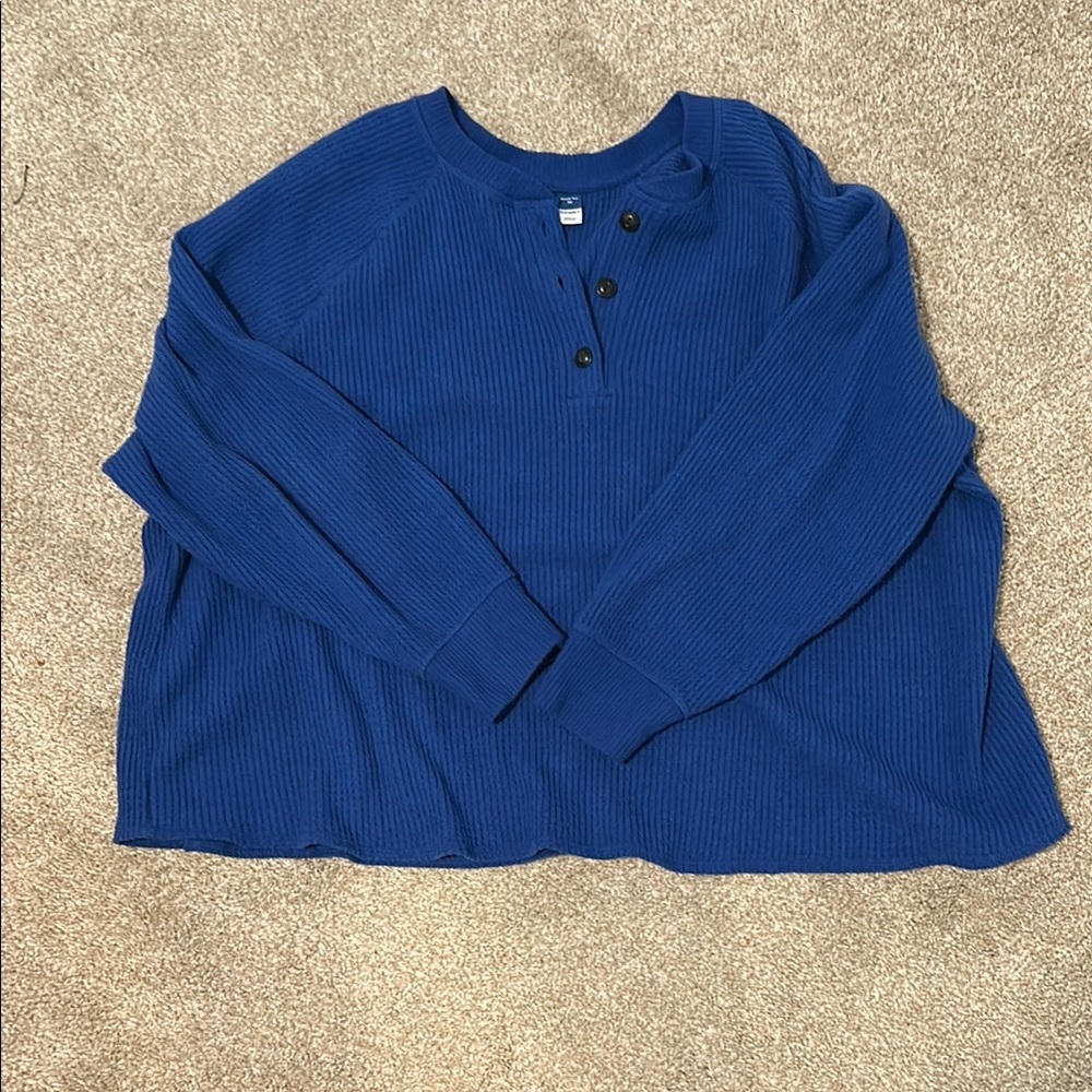 Old Navy Blue Ribbed Long Sleeve Top